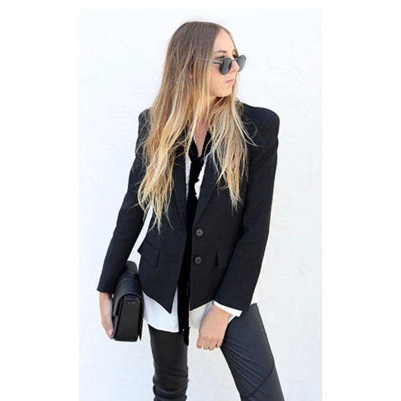 Smythe Pagoda Black Puff Sleeve Two Button Blazer - Picture 2 of 8